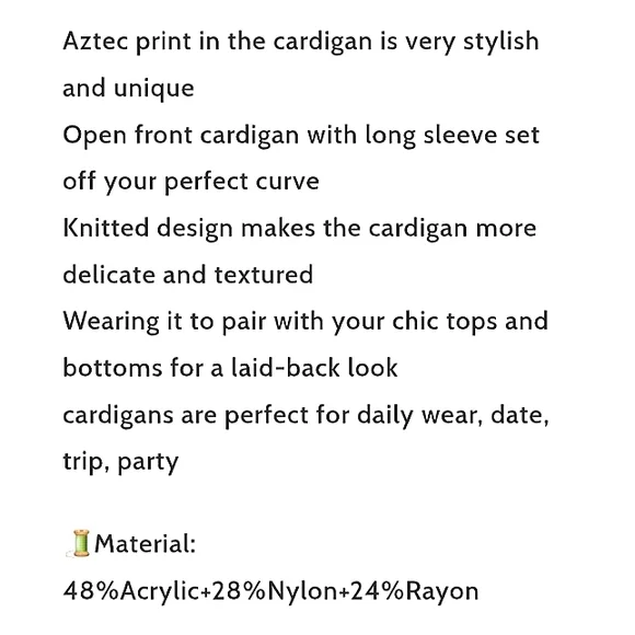 Chic Blue Aztec Cardigan Sweater Boutique Item - Picture 11 of 13
